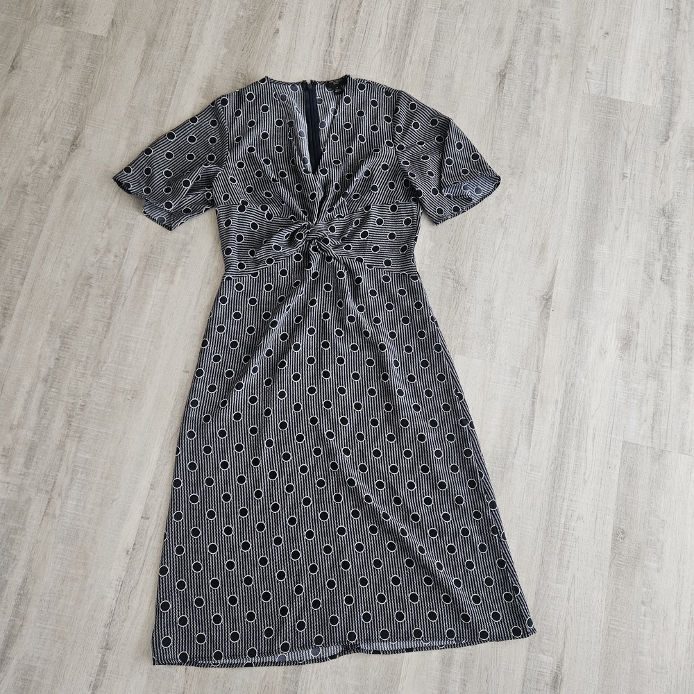 Ann Taylor Elegant Black and White Patterned Dress